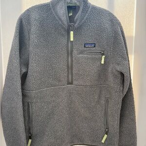 Patagonia Charcoal Fleece Jacket with Lime Accents